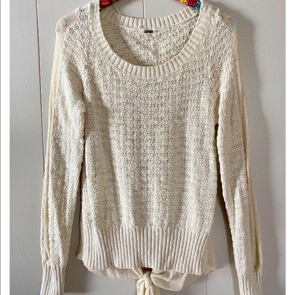 Free People Knit Sweater with Open Back and Tie - Picture 2 of 7